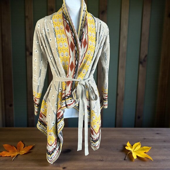 Anthropologie Freeway Southwestern Waterfall Open Drape Cardigan Sweater - Picture 1 of 9